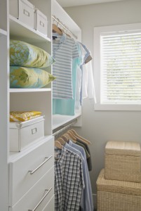 Well organized walk-in closet.